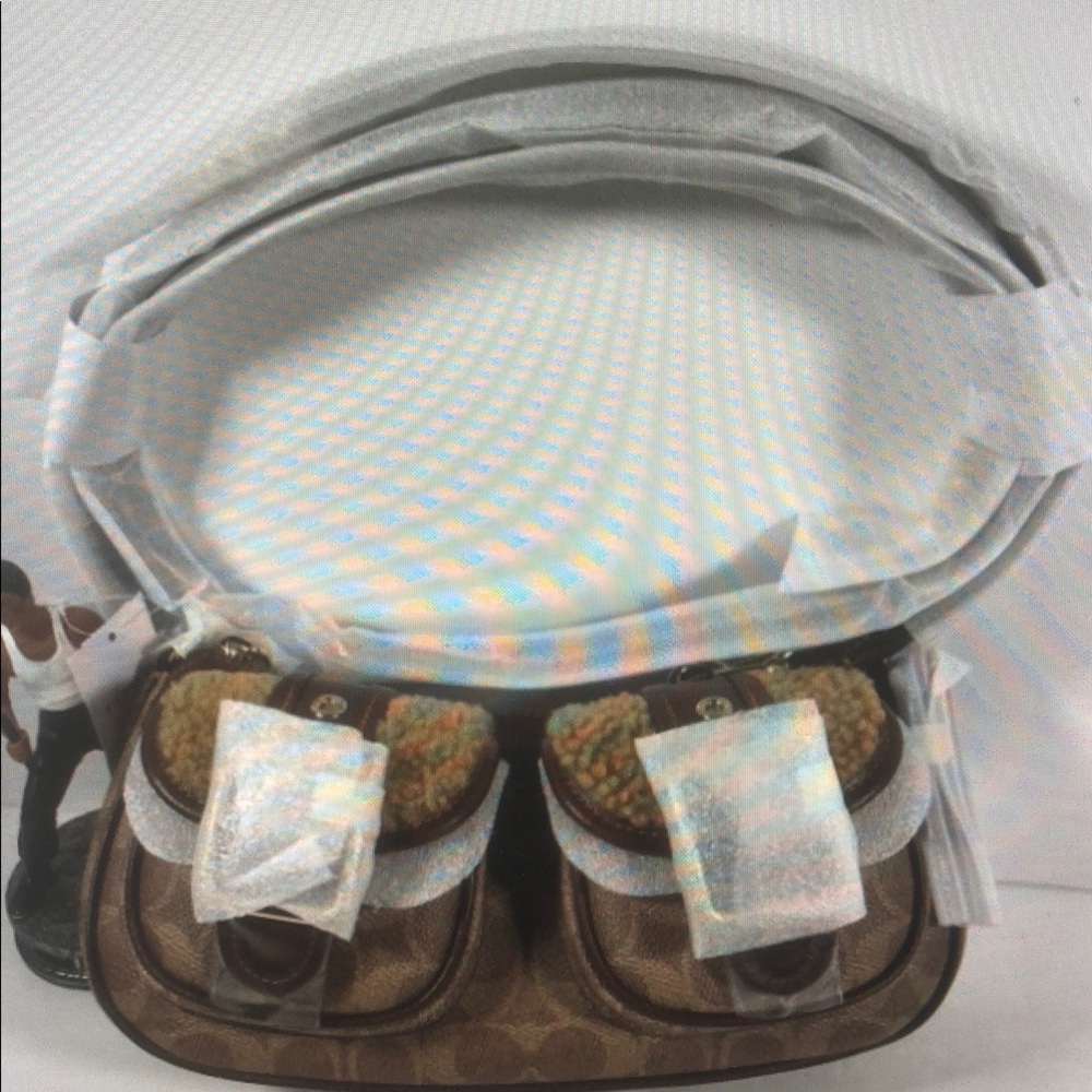 Coach CCZ24 Ashton Bag With Signature Canvas Shearling/Im/Tan/Vintage Brown